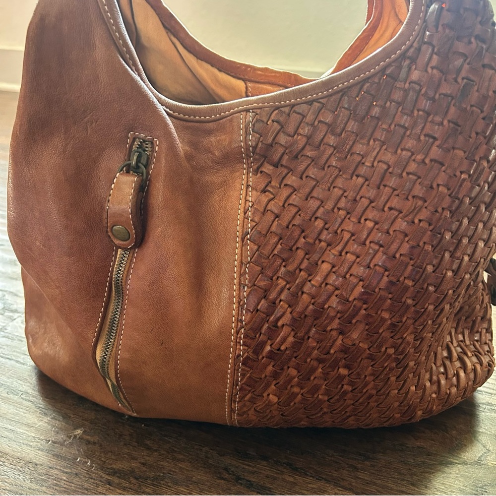 Sundance Hobo Shoulder Bag Brown Woven Leather Bohemian Boho Ital - Picture 2 of 16
